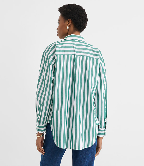 Petite Striped Poplin Everyday Oversized Pocket Shirt