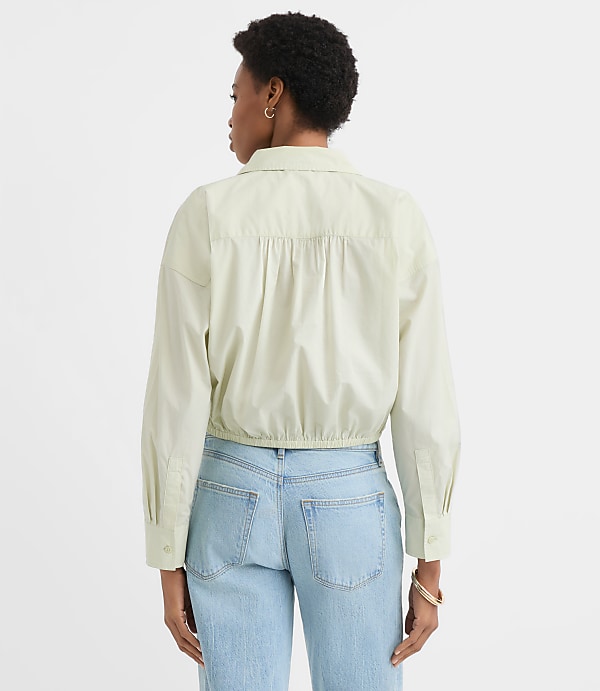 Petite Poplin Tie Front Everyday Shirt