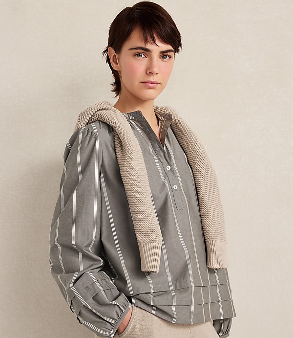 Haven Well Within Organic Cotton Poplin Stripe Long Sleeve Top