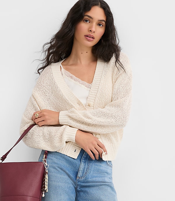 Petite Marled V-Neck Cardigan