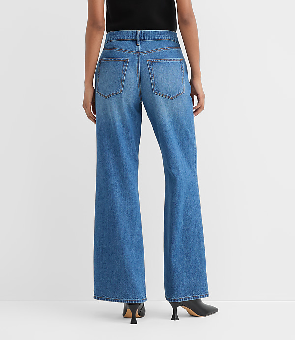 Rivete Tall Curvy Mid Rise Wide Leg Jeans in Vintage Dark Wash