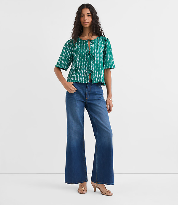 Petite Floral Bow Blouse