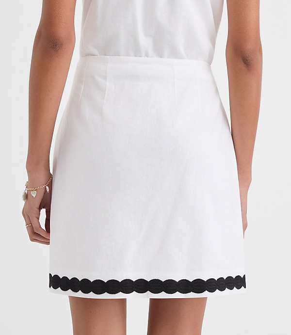 Petite Scalloped Linen Cotton Mini Skirt