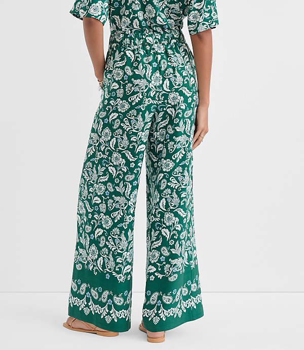 Fluid Pull On Wide Leg Pants in Floral Twill