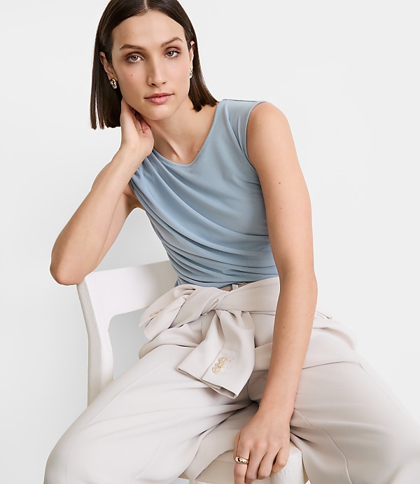 Petite LOFT Versa Mesh Ruched Tank Top