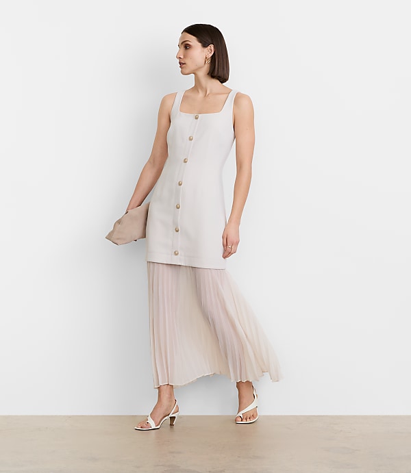 LOFT Versa Crepe Drape Mixed Media Maxi Dress