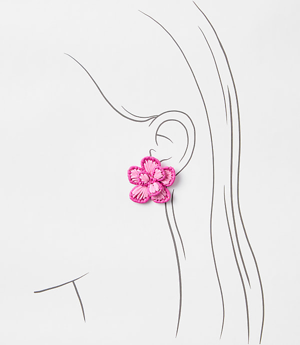 LOFT Beach Floral Raffia Statement Earrings