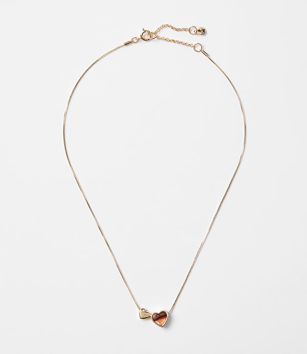 Tortoiseshell Print Mini Heart Necklace