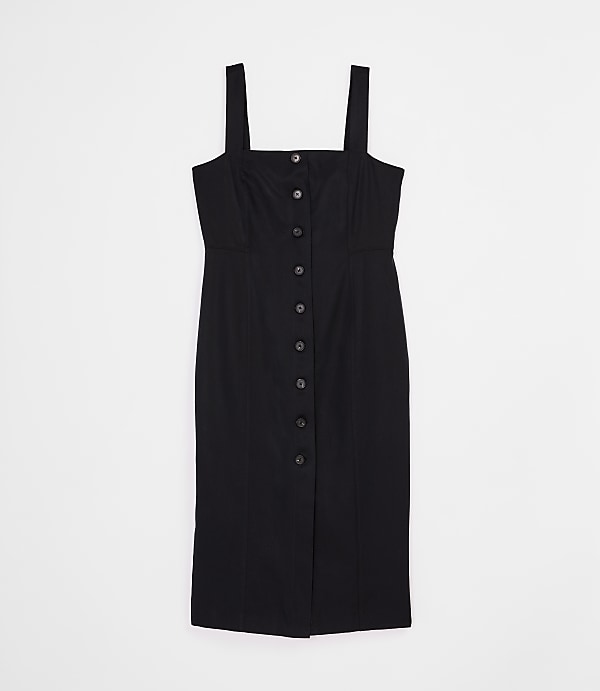 Petite LOFT Versa Pure Spun Strappy Button Midi Dress