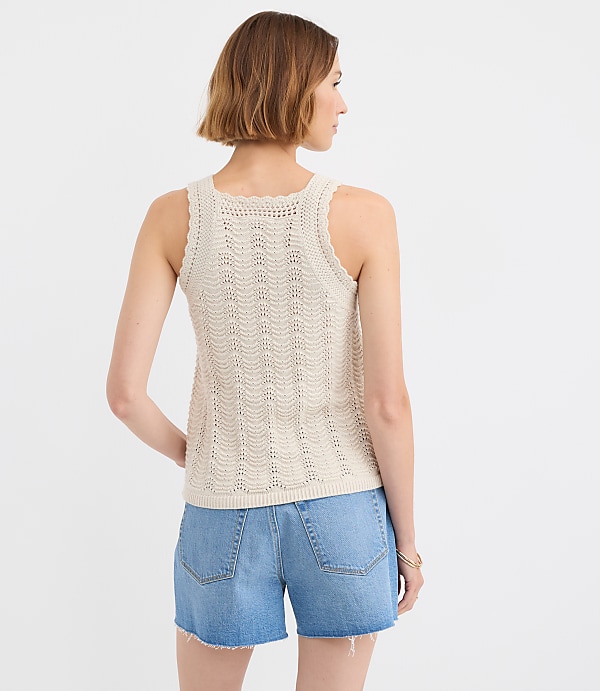 Petite Scalloped Stitchy Sweater Tank Top