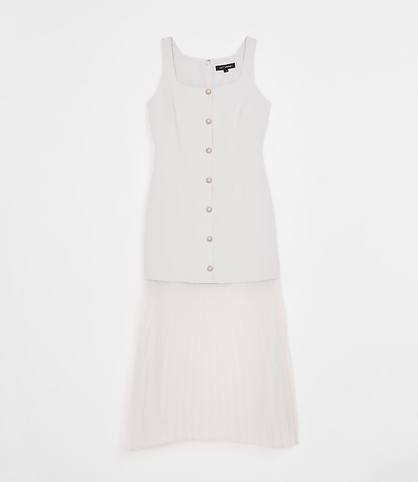 LOFT Versa Crepe Drape Mixed Media Maxi Dress