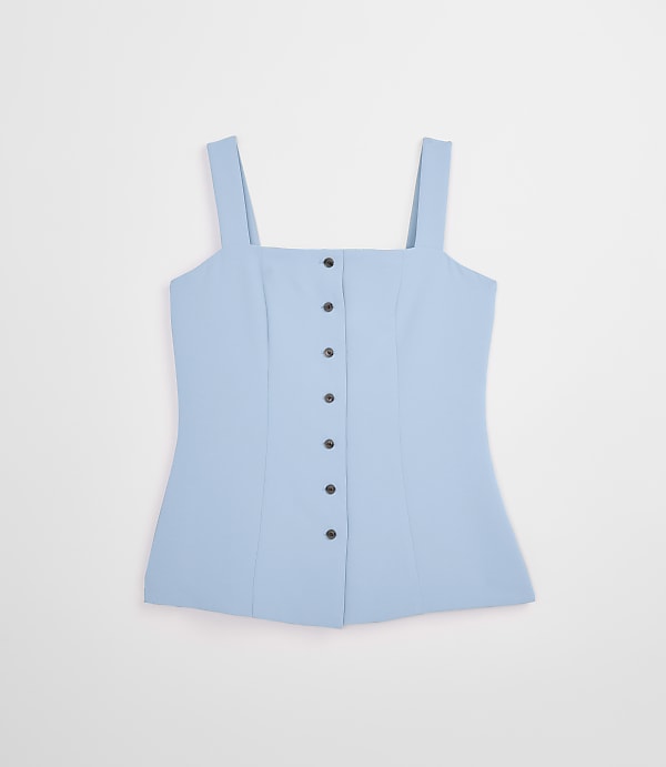 LOFT Versa Crepe Drape Button Bustier Top