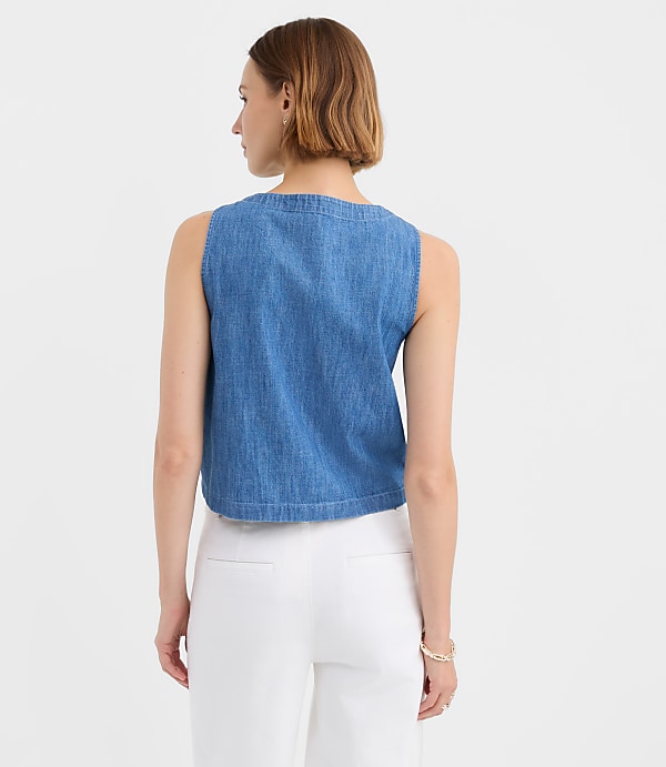 Petite Chambray Bow Vest Top