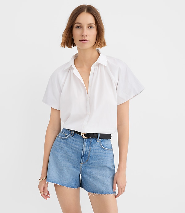Petite Poplin Bubble Sleeve Shirt