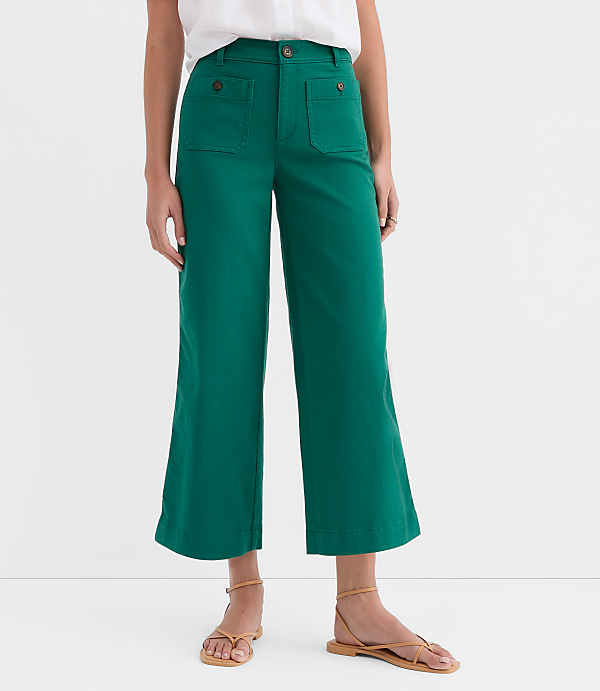 Petite Palmer Wide Leg Crop Pants in Twill