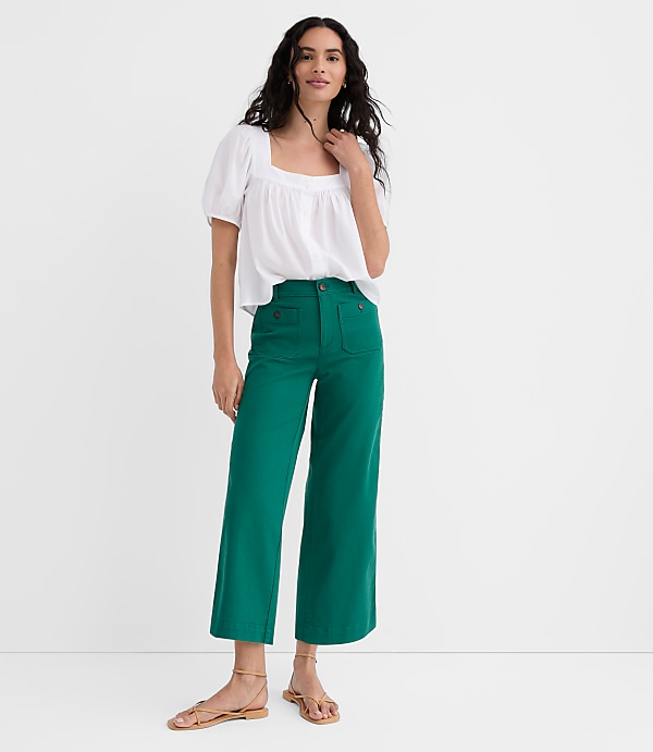 Petite Palmer Wide Leg Crop Pants in Twill