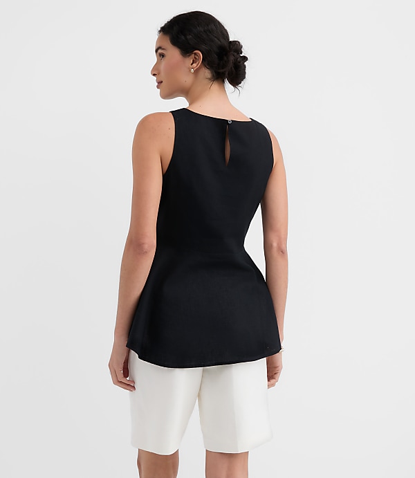 Petite Linen Cotton Peplum Top
