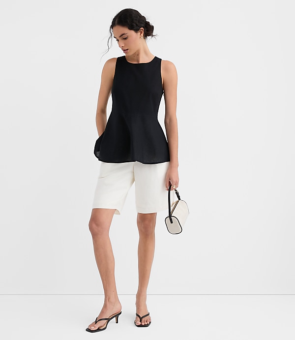Linen Cotton Peplum Top