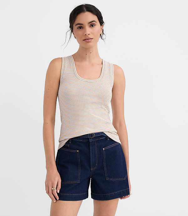 Stripe Perfect Ribbed Scoop Neck Tank Top