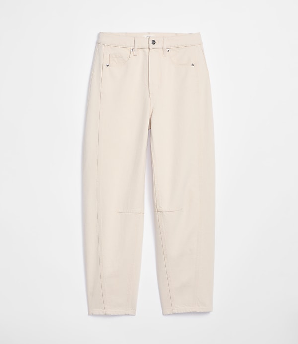 Rivete Tall Curvy Seamed High Rise Barrel Jeans in Ivory