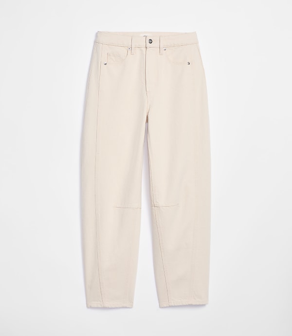 Rivete Tall Seamed High Rise Barrel Jeans in Ivory