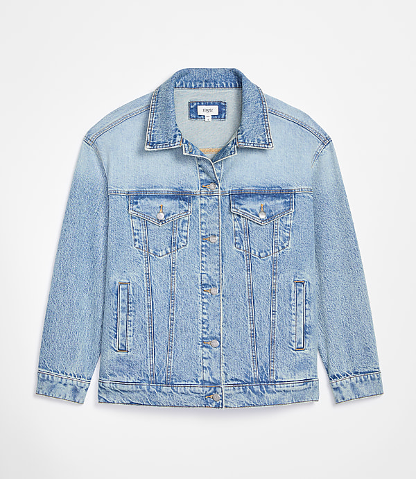 Oversized Denim Trucker Jacket in Vintage Light Indigo Wash