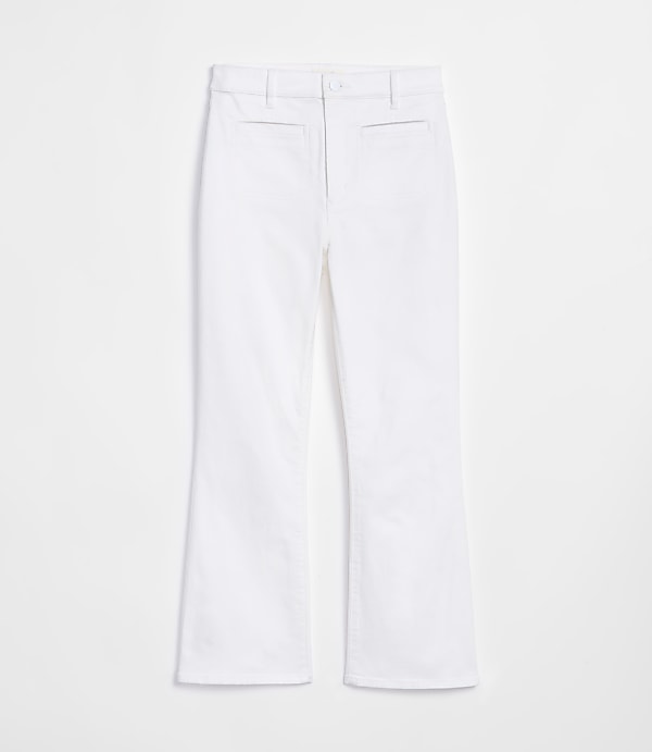 Rivete Petite Welt Pocket High Rise Kick Crop Jeans in White