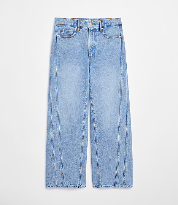 Rivete Twist Seam High Rise Wide Leg Crop Jeans in Original Medium Stone Wash