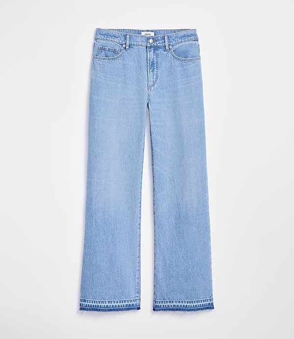 Rivete Unpicked Mid Rise Wide Leg Jeans in Vintage Light Wash