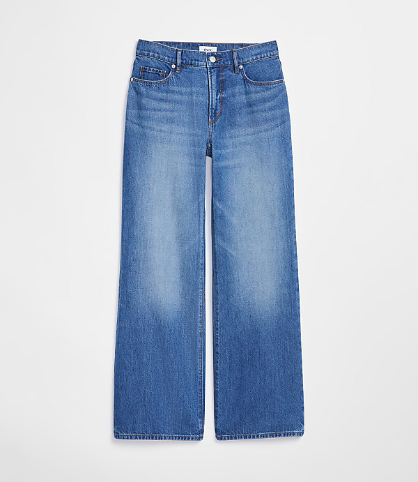 Rivete Mid Rise Wide Leg Jeans in Vintage Dark Wash