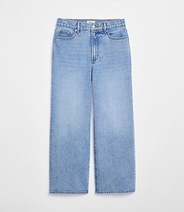 Rivete Tall Curvy High Rise Wide Leg Crop Jeans in Mid Wash