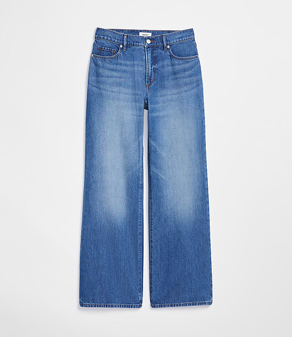 Rivete Curvy Mid Rise Wide Leg Jeans in Vintage Dark Wash