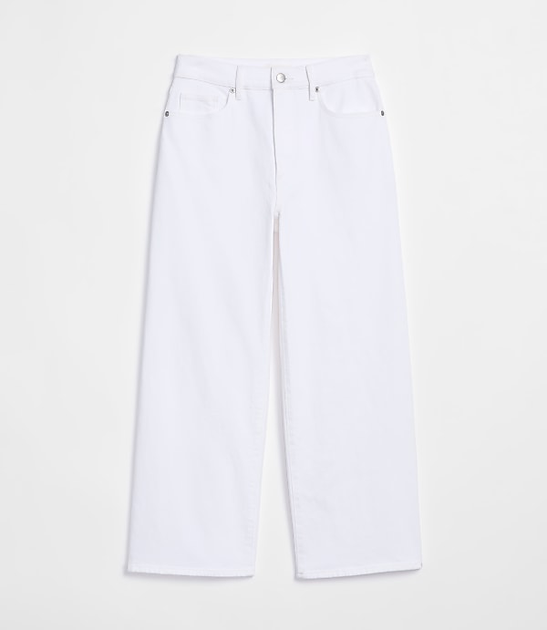 Rivete Curvy High Rise Wide Leg Crop Jeans in White