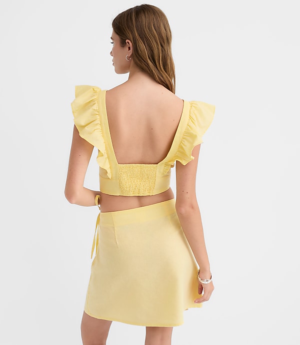 LOFT Beach Linen Cotton Mini Wrap Skirt