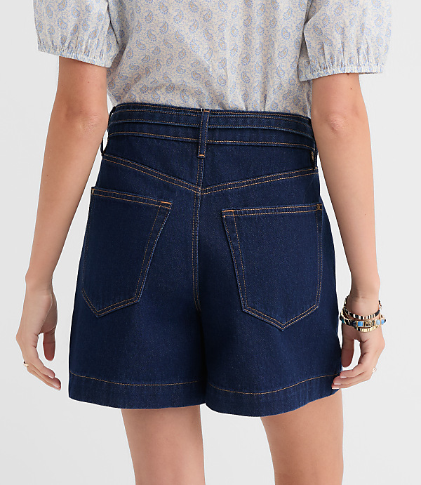 Belted Denim Utility Shorts in Classic Rinse Wash
