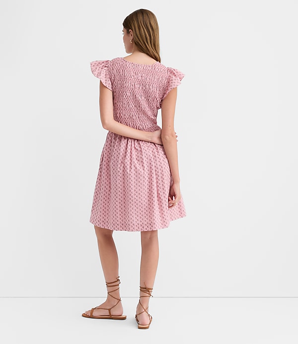 Floral Smocked Flutter Mini Pocket Dress