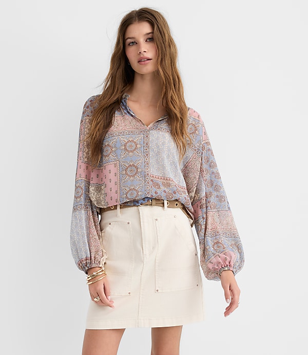 Denim Carpenter Mini Skirt in Ivory