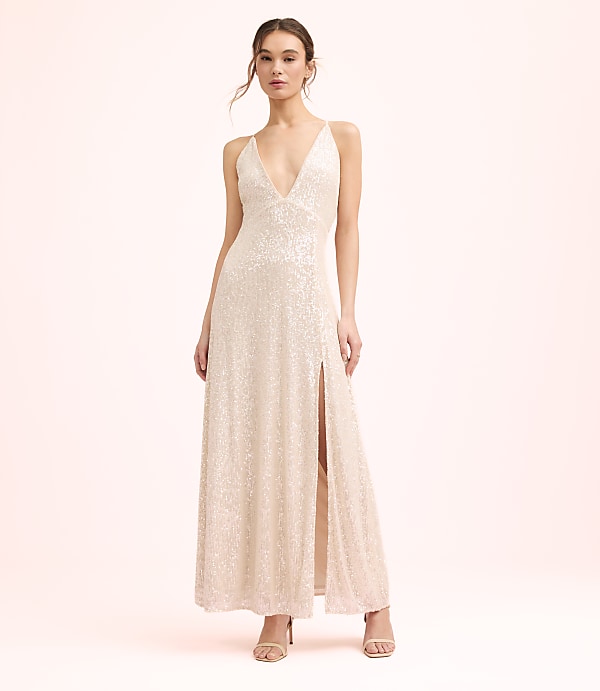 Lately Sequin Strappy V-Neck Gown