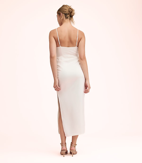 Lately Satin Knotted Cutout Midi Dress