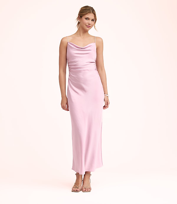 Lately Satin Bias Cowl Neck Gown