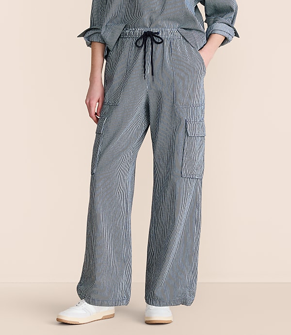 Petite Lou & Grey Striped Adjustable Parachute Pants