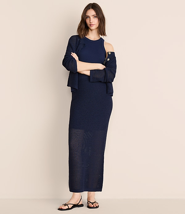 Petite Lou & Grey Mesh Stitch Maxi Sweater Skirt