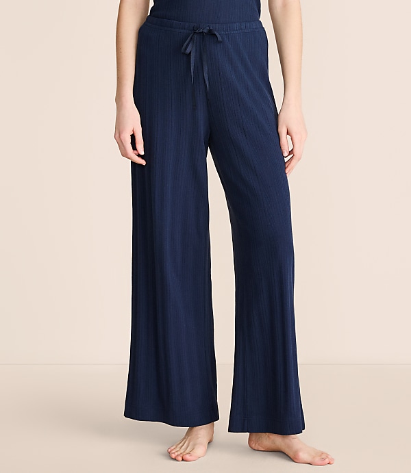 Lou & Grey Pointelle Striped Wide Leg Pajama Pants