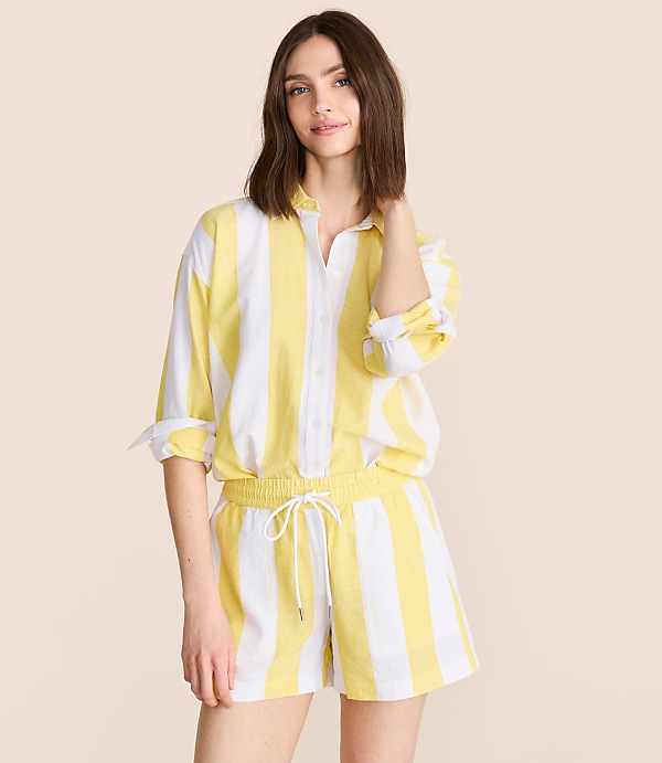 Lou & Grey Striped Linen Cotton Back Slit Tunic Shirt