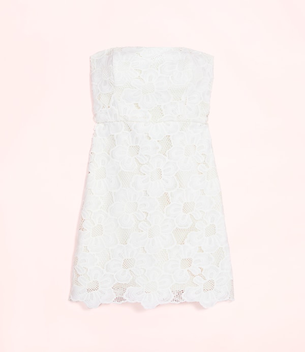 Lately Floral Lace Strapless Mini Dress