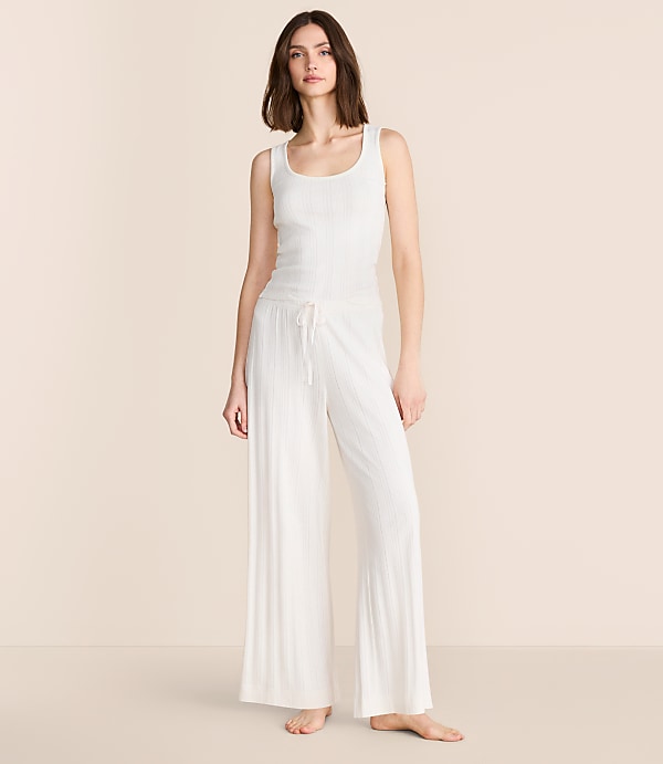 Lou & Grey Pointelle Striped Wide Leg Pajama Pants