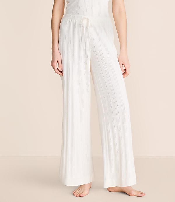 Lou & Grey Pointelle Striped Wide Leg Pajama Pants