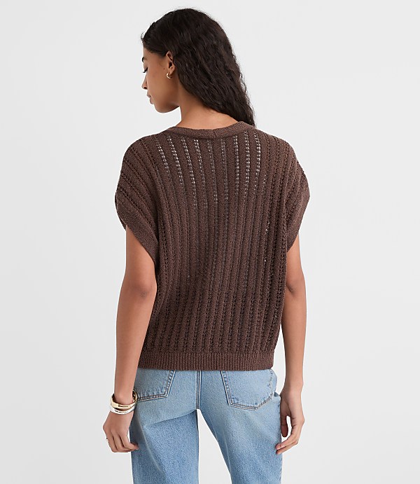Pointelle Bow Wedge Sweater