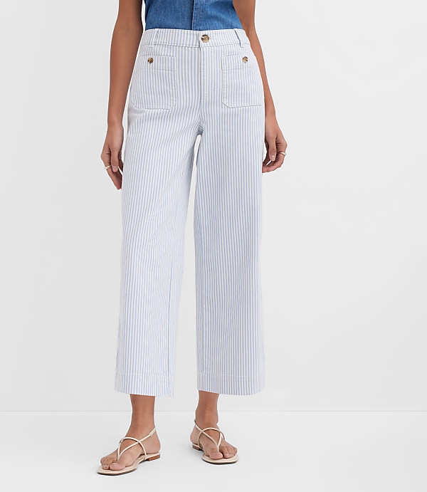 Curvy Palmer Wide Leg Crop Pants in Stripe