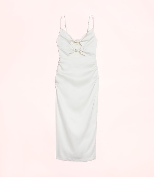 Lately Satin Knotted Cutout Midi Dress